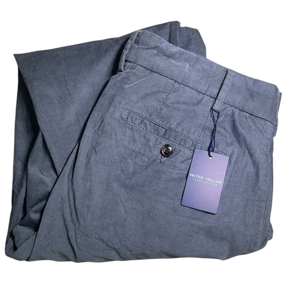Peter Millar Crown Crafted Colt Corduroy Pants Gray Size 36x34 Cotton Silk $295